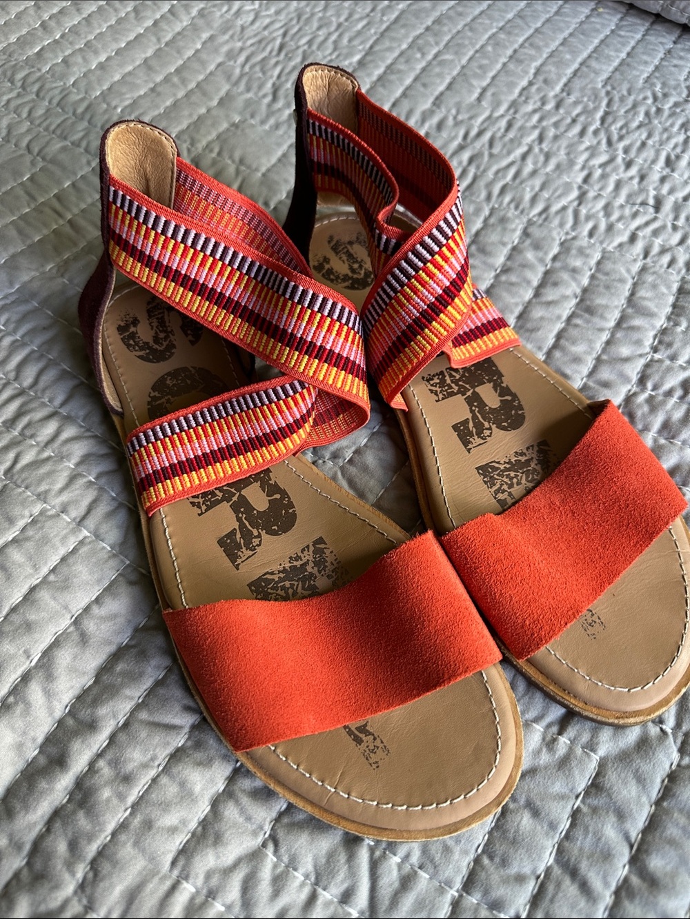 Sorel Orange Sandals with Multicolor Elastic Ankle Wrap W9 - Picture 2 of 5